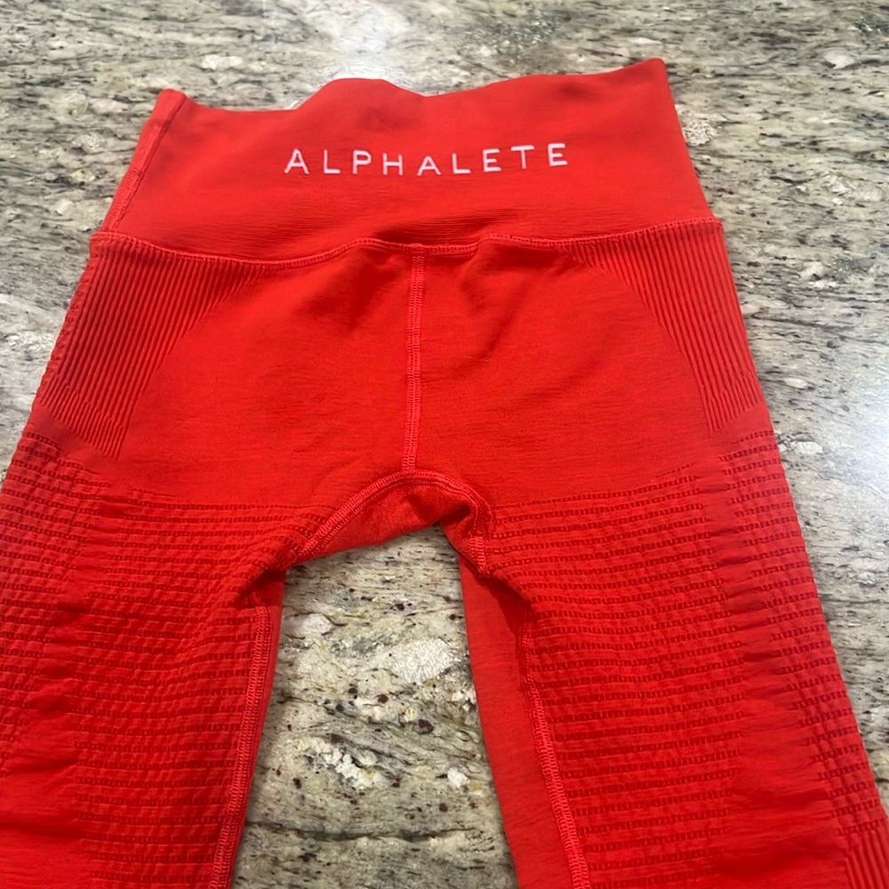 Alphalete Red Leggings Athletic Compression Yoga Performance Pants Womens